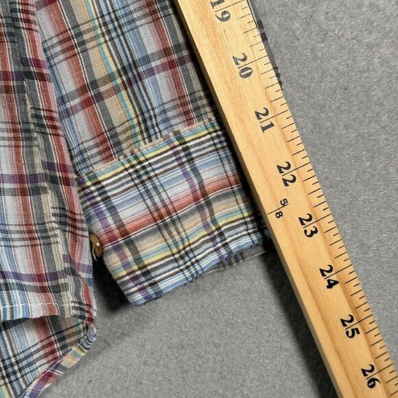 Vintage Dickies Button Up Shirt Womens Small Plaid Stripes Workwear Long‎ Sleeve - Picture 11 of 12